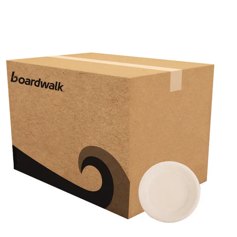 Bagasse PFAS-Free Dinnerware, Plate, 6  dia, Tan, 1,000/Carton