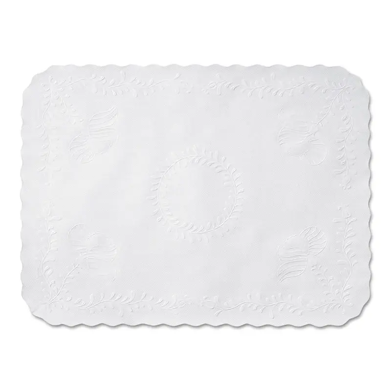Anniversary Embossed Scalloped Edge Tray Mat, 14 x 19, White, 1,000/Carton