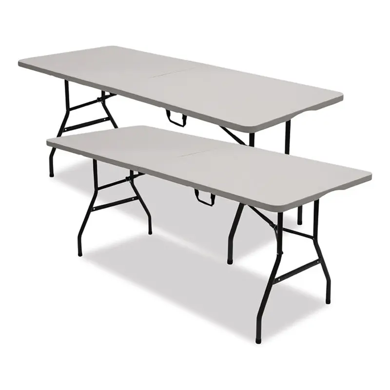 Bifold Resin Folding Table, Rectangular, 70.9  x 29.1  x 30 , White Granite Top, Gray Base/Legs, 2/Pack