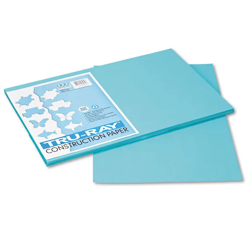 Tru-Ray Construction Paper, 76 lb Text Weight, 12 x 18, Turquoise, 50/Pack