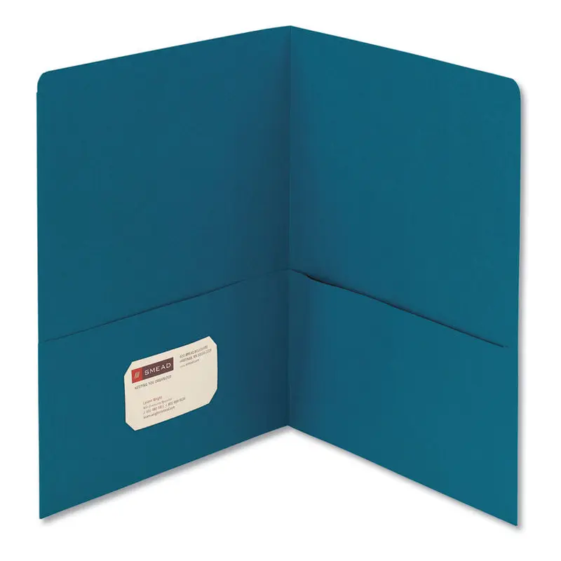 Two-Pocket Folder, Textured Paper, 100-Sheet Capacity, 11 x 8.5, Teal, 25/Box