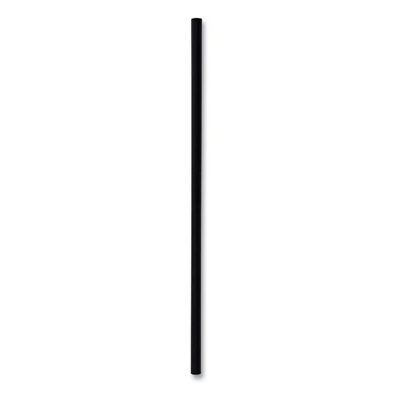 Wrapped Jumbo Straws, 7.75 , Polypropylene, Black, 250/Pack, 50 Packs/Carton