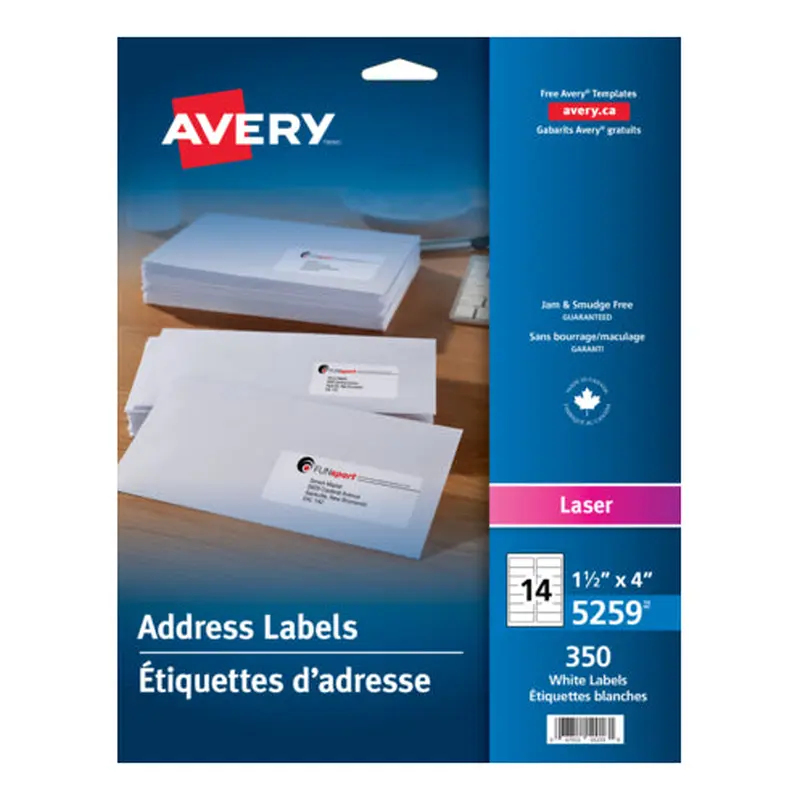 5259 WHITE 4" X 1 1/2" PERMANENT  25 SHEETS/ENV. 350 LAB