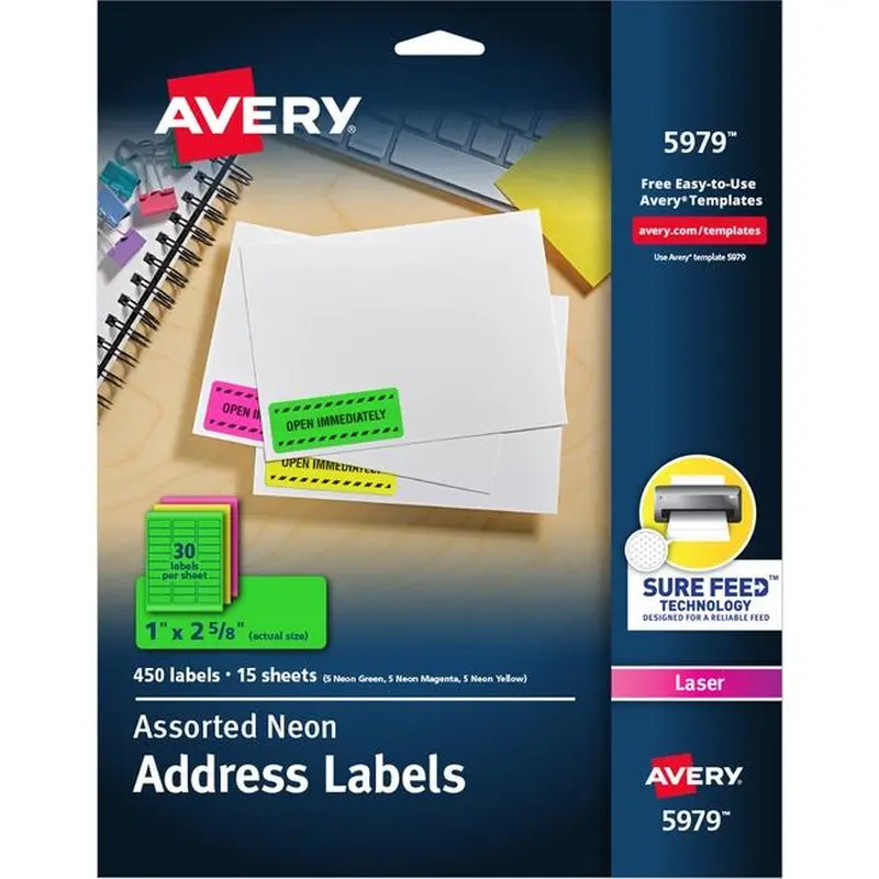 5979 HIGH VISIBILITY 2 5/8" X 1" ASSORTED NEON COLOURS PER