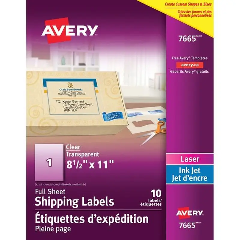 7665 CLEAR 8 1/2" X 11" PERMANENT 10 SHEETS/ENV. 10 LABEL