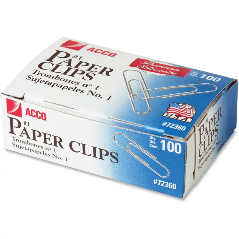 ACCO® No. 1 Smooth Finish Premium Paper Clips, #1 Size