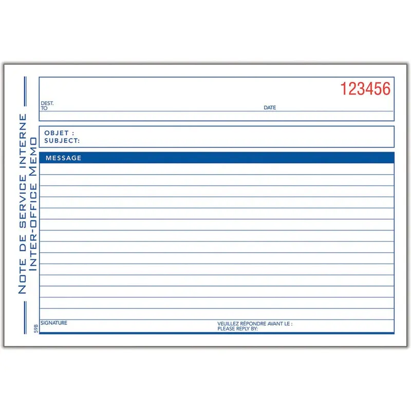 Adams Preprinted Interoffice Memo Book