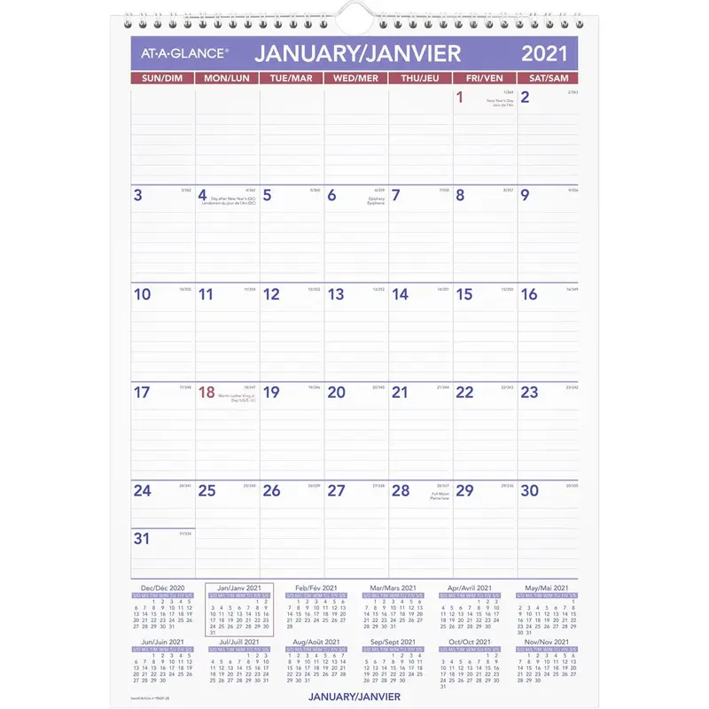 At-A-Glance Ruled Daily Blocks Monthly Wall Calendar