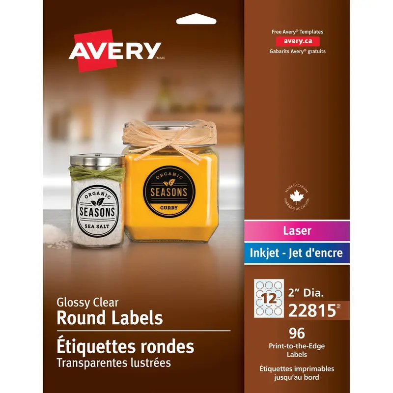 Avery® Glossy Clear 2" Round Labels