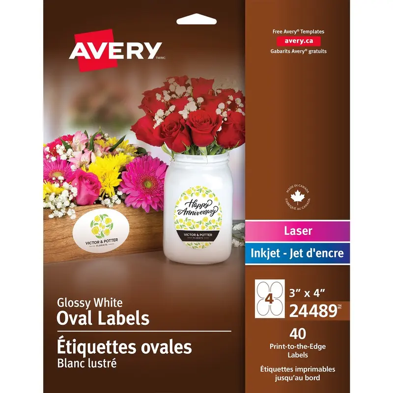 Avery® Glossy White Oval Labels