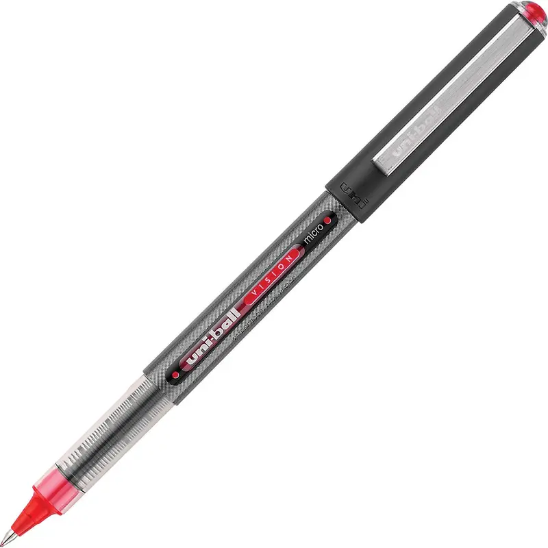 uni-ball Vision Rollerball Pens - Micro Pen Point - 0.5 mm Pen Point Size - Red