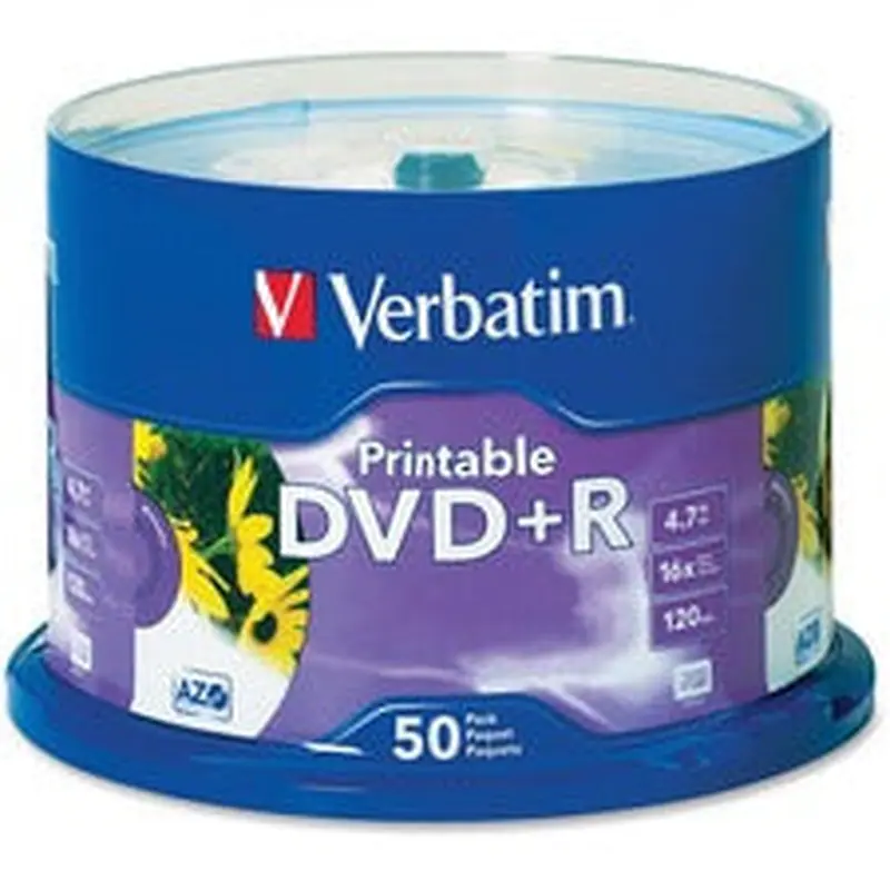 Verbatim DVD R 4.7GB 16X White Inkjet Printable with Branded Hub - 50pk Spindle