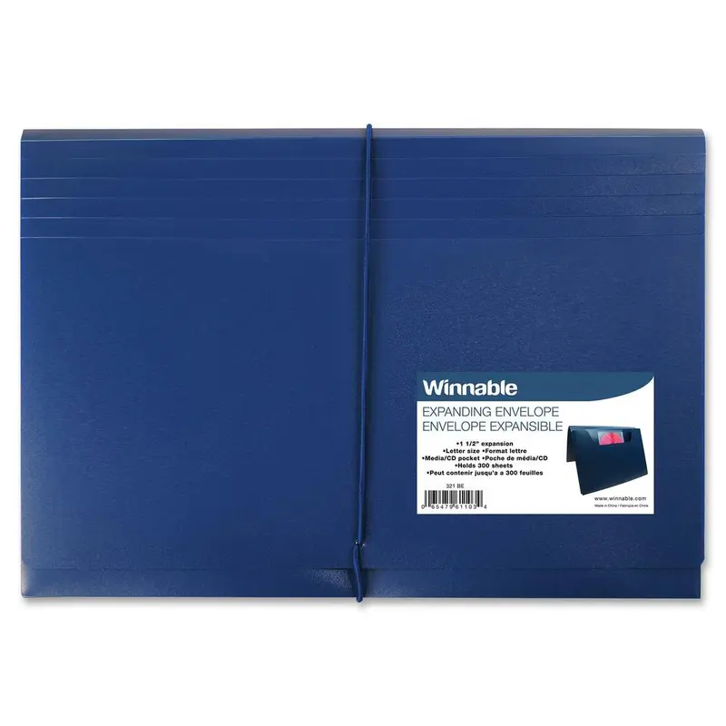 Winnable 321 Letter Expanding File - 8 1/2" (215.90 mm) x 11" (279.40 mm) - 300 Sheet Capacity - 1 1/2" (38.10 mm) Expansion - Blue - 1 Each