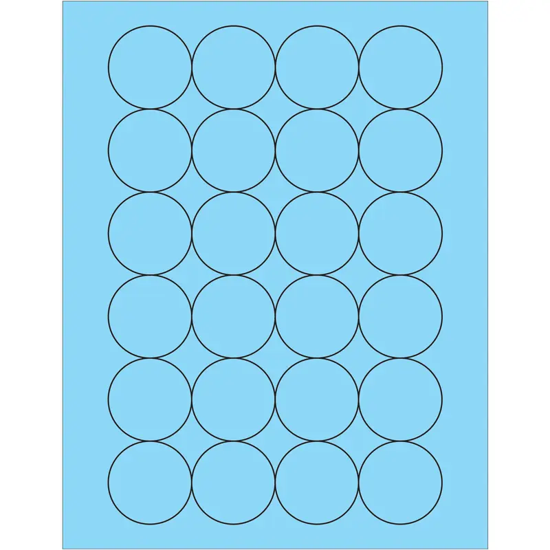 1 2/3" Fluorescent Pastel Blue Circle Laser Labels 2400/Case