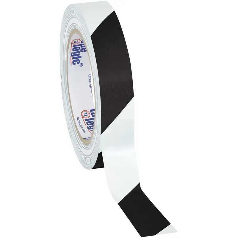 1" x 36 yds. Black/White Striped Vinyl Safety Tape 48/Case