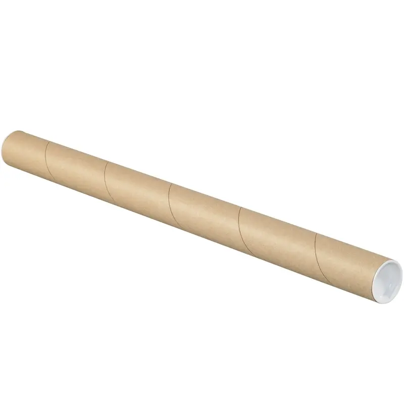 1 1/2 x 30 Brown Mailing Tubes With End Caps .060 Gauge 50/Case