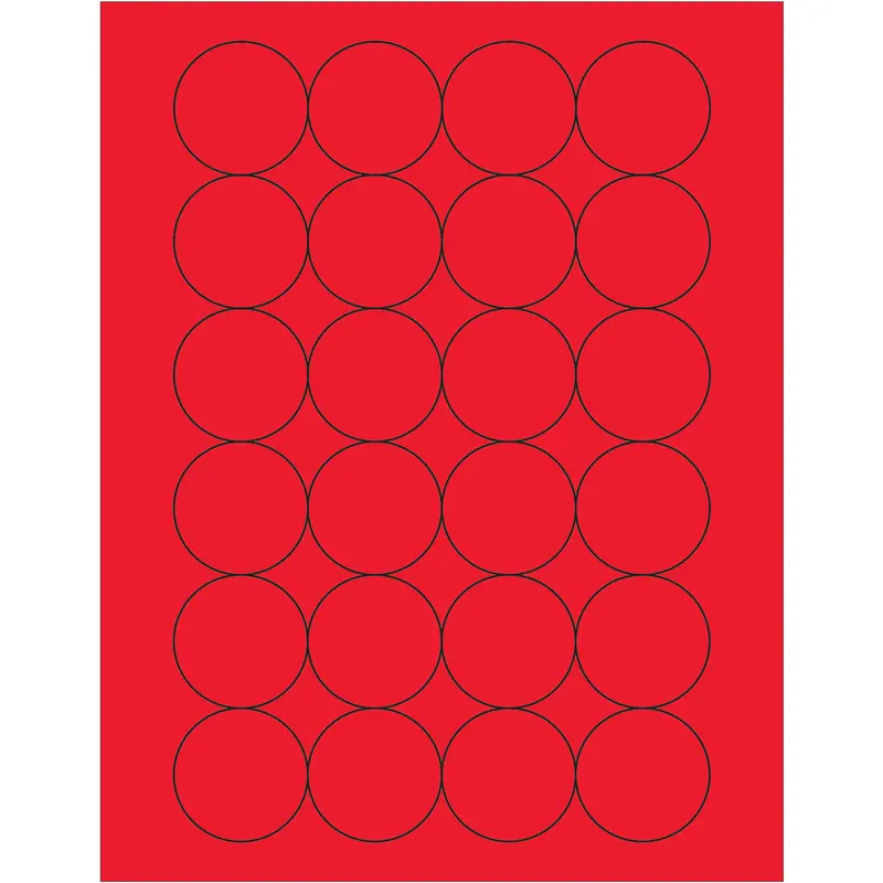 1 2/3" Fluorescent Red Circle Laser Labels 2400/Case