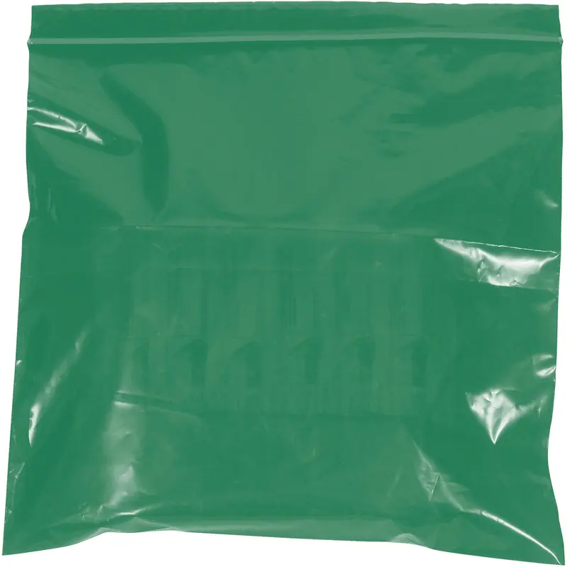 10 x 12 - 2 Mil Green Reclosable Poly Bags 1000/Case