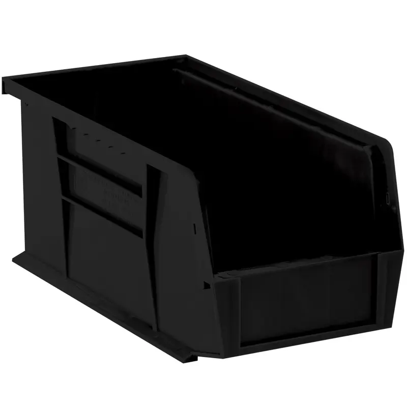 14 3/4 x 8 1/4 x 7 Black Plastic Bin Boxes 12/Case