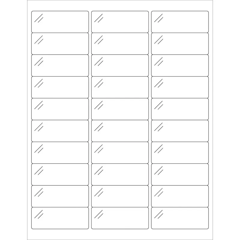 2 5/8 x 1" Crystal Clear Rectangle Laser Labels 3000/Case