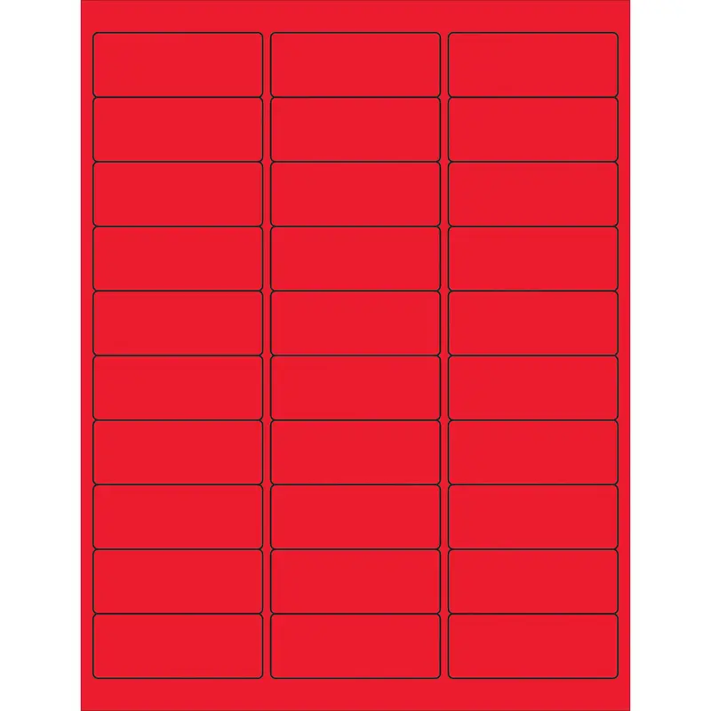2 5/8 x 1" Fluorescent Red Rectangle Laser Labels 3000/Case