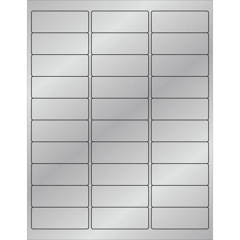2 5/8 x 1" Silver Foil Rectangle Laser Labels 3000/Case