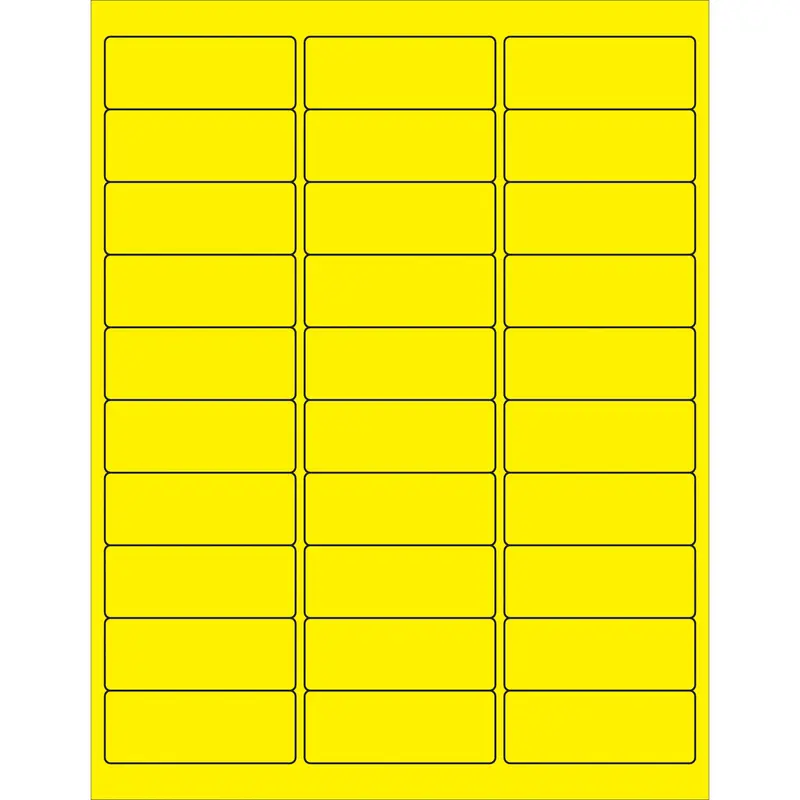 2 5/8 x 1" Fluorescent Yellow Rectangle Laser Labels 3000/Case
