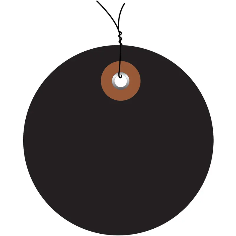 2" Black Plastic Circle Tags - Pre-Wired 100/Case