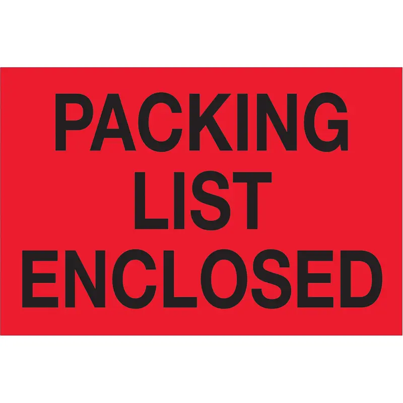 2" x 3" - "Packing List Enclosed" (Fluorescent Red) Labels 500/Roll