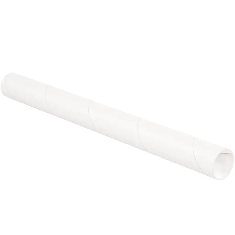 2 x 6 White Mailing Tubes With End Caps .060 Gauge 50/Case