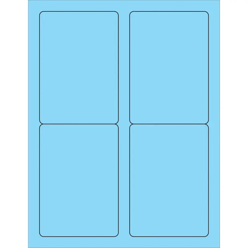 3 1/2 x 5" Fluorescent Pastel Blue Rectangle Laser Labels 400/Case