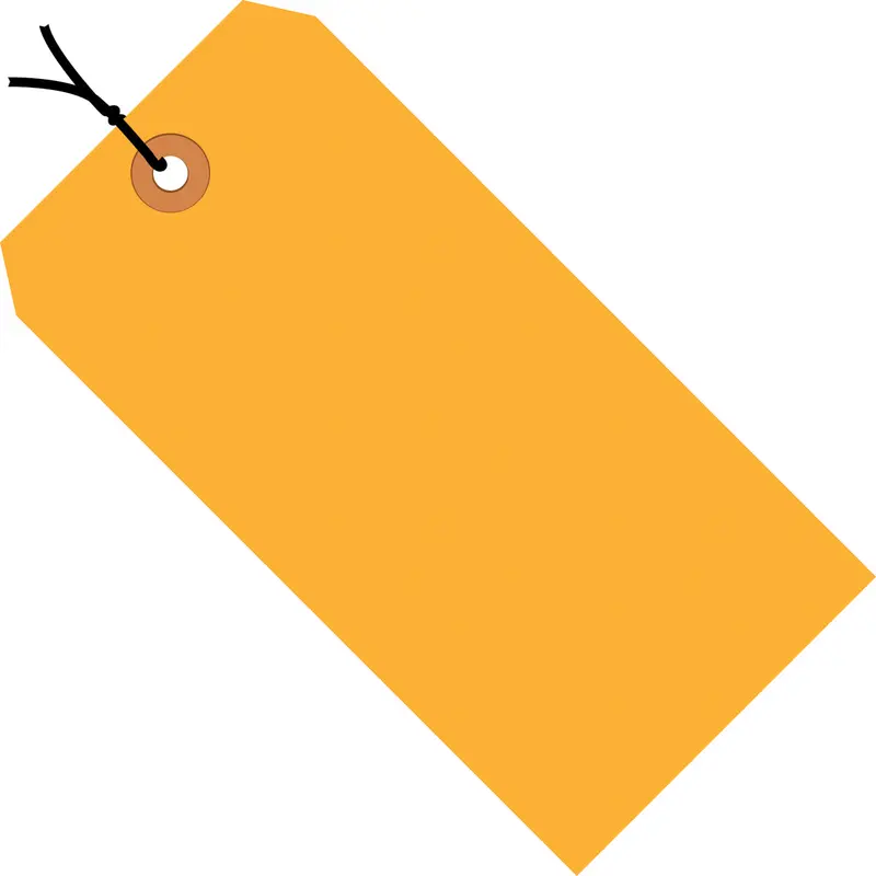 3 1/4 x 1 5/8 Fluorescent Orange 13 Pt. Shipping Tags - Pre-Strung 1000/Case