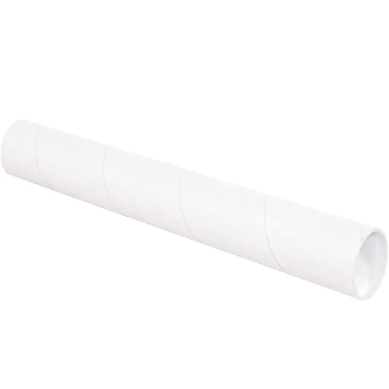 3 x 48 White Mailing Tubes With End Caps .080 Gauge 24/Case