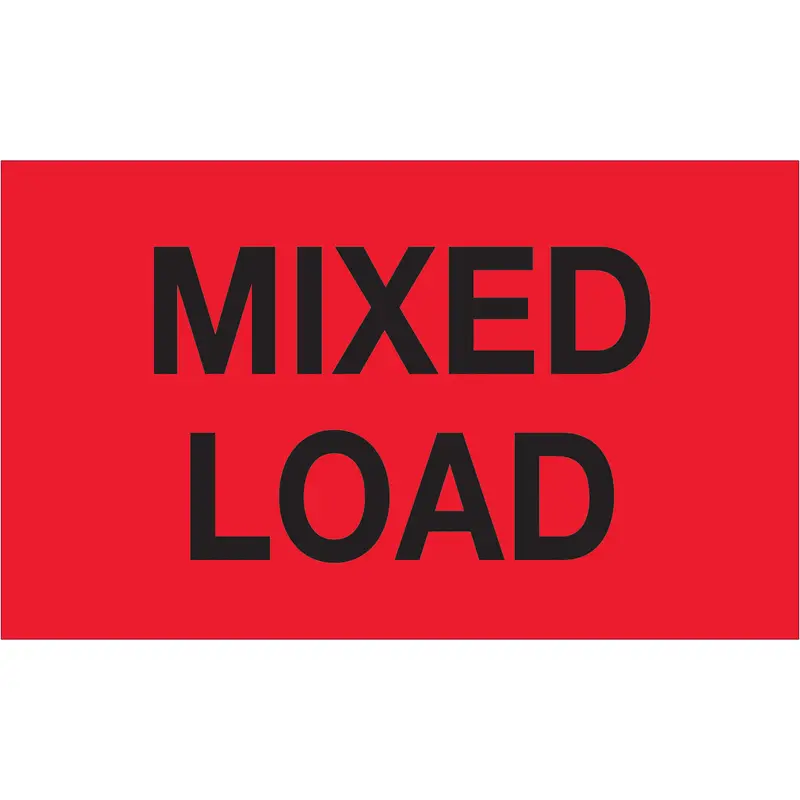 3 x 5" - "Mixed Load" (Fluorescent Red) Labels 500/Roll