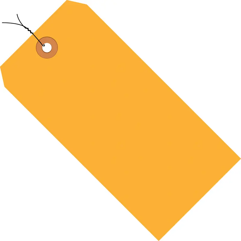 4 1/4 x 2 1/8 Fluorescent Orange 13 Pt. Shipping Tags - Pre-Wired 1000/Case