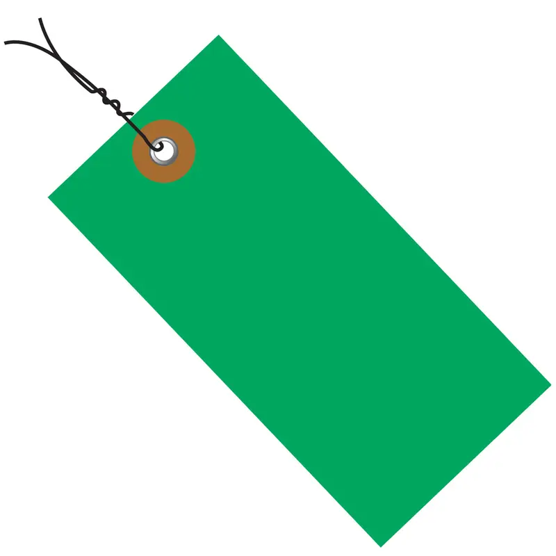 4 1/4 x 2 1/8 Green Tyvek Pre-Wired Shipping Tag 100/Case