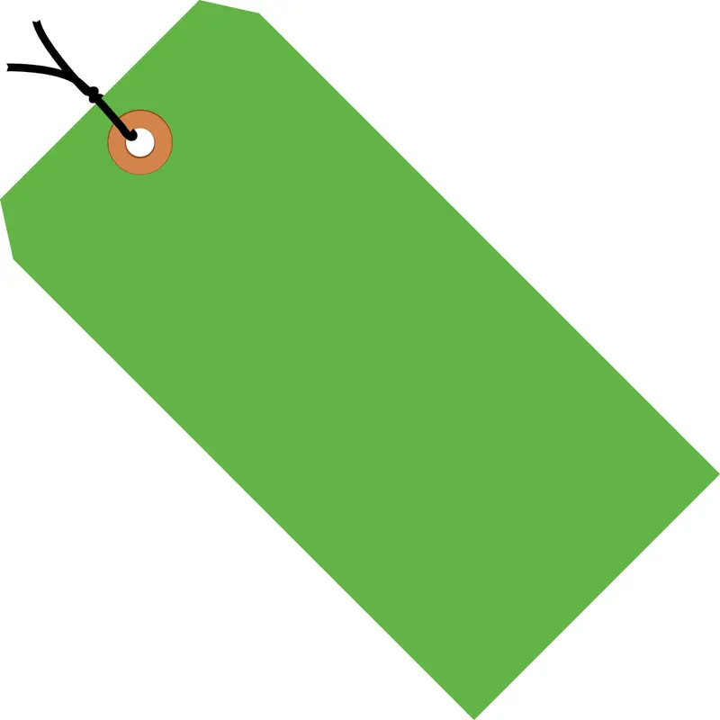 4 3/4 x 2 3/8 Fluorescent Green 13 Pt. Shipping Tags - Pre-Strung 1000/Case