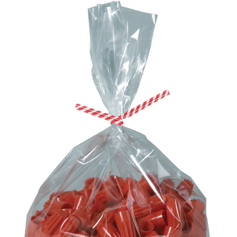 4 x 5/32 Red Candy Stripe Paper Twist Ties 2000/Case