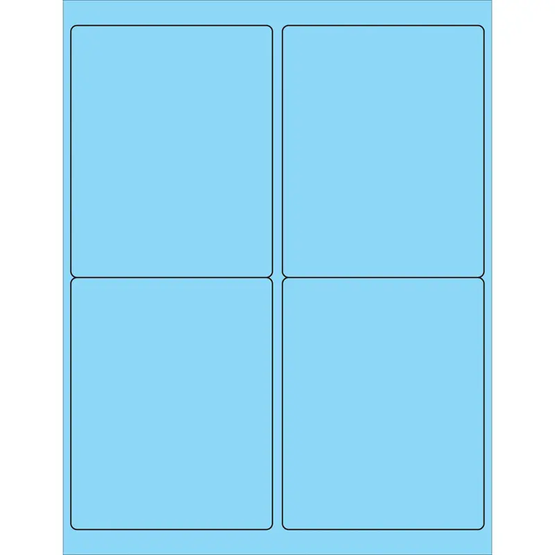 4 x 5" Fluorescent Pastel Blue Rectangle Laser Labels 400/Case