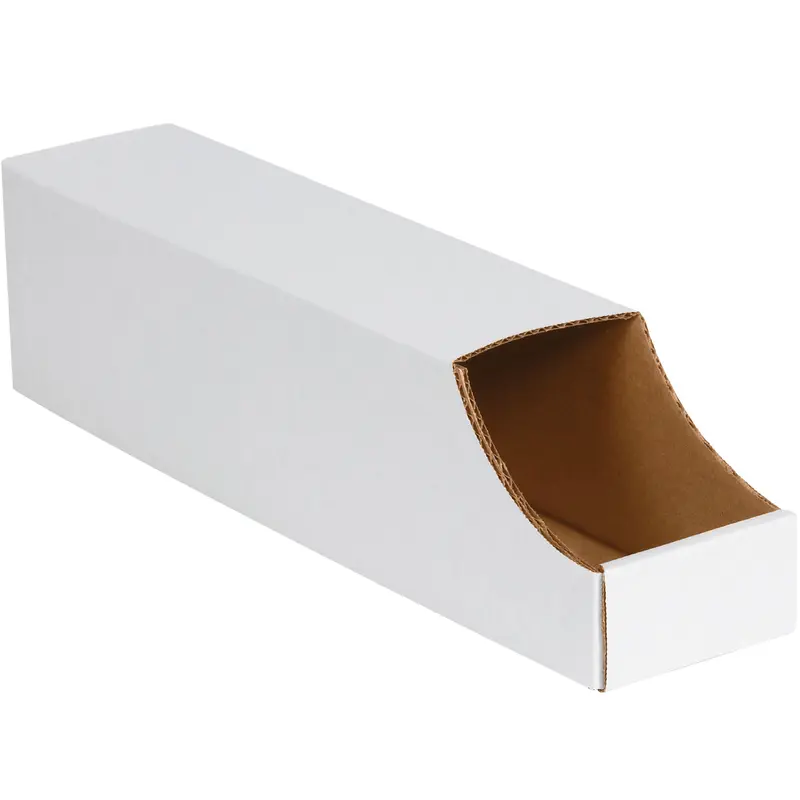 4 x 18 x 4 1/2 Stackable White Corrugated Bin Box  50/Bundle