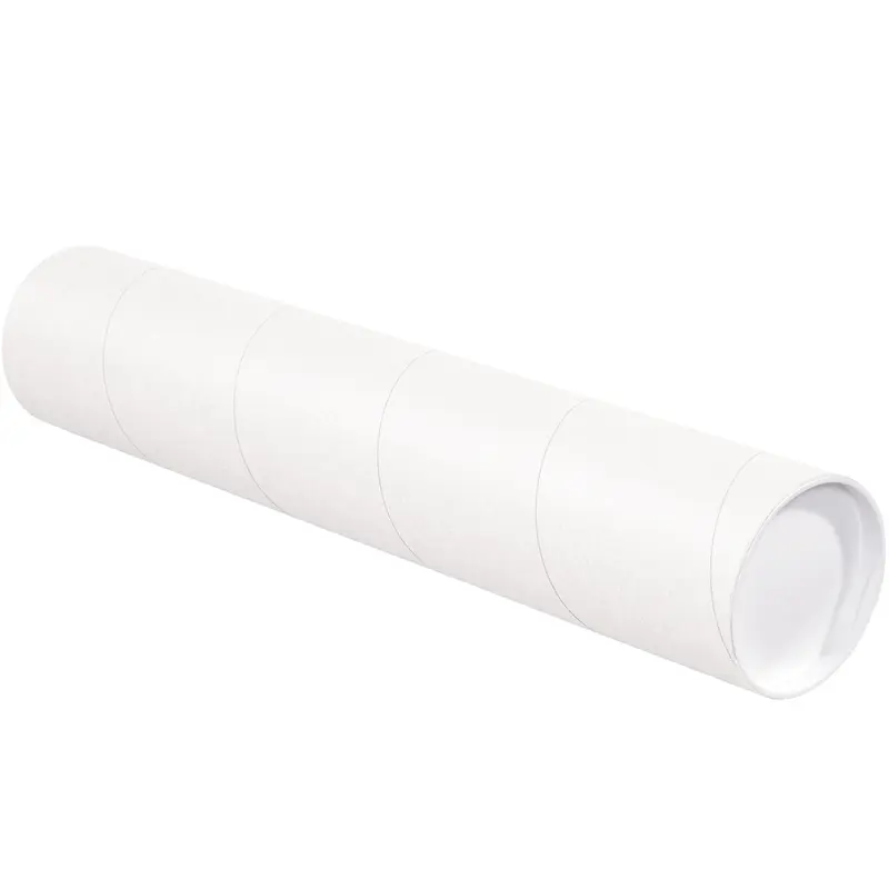 4 x 24 White Mailing Tubes With End Caps .080 Gauge 15/Case