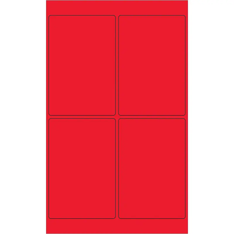 4 x 6" Fluorescent Red Rectangle Laser Labels 400/Case
