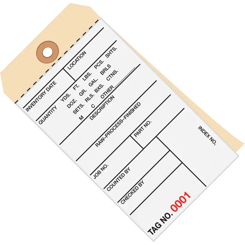 6 1/4 x 3 1/8 - (2000-2499) Inventory Tags 2 Part Carbonless Stub Style #8 500/Case
