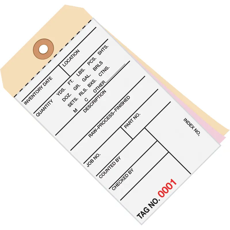 6 1/4 x 3 1/8 - (5000-5499) Inventory Tags 3 Part Carbonless # 8 500/Case