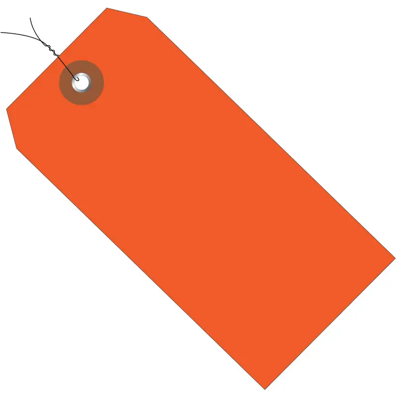 6 1/4 x 3 1/8 Orange Plastic Shipping Tags - Pre-Wired 100/Case