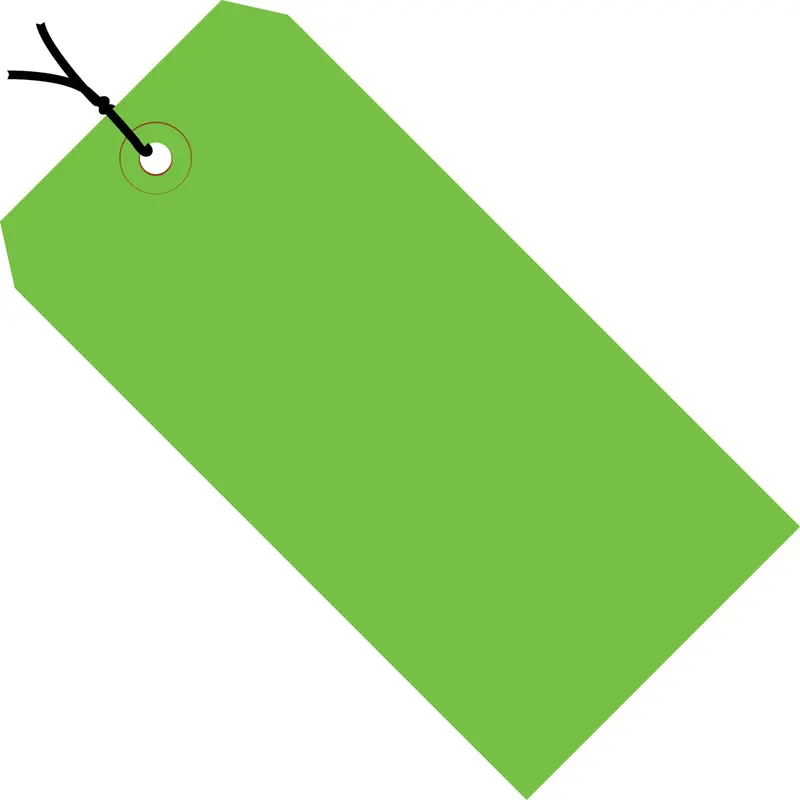 6-1/4 x 3-1/8 Pre-Strung Green Tags (THICK BOARD - 13 POINT) 1000/Case