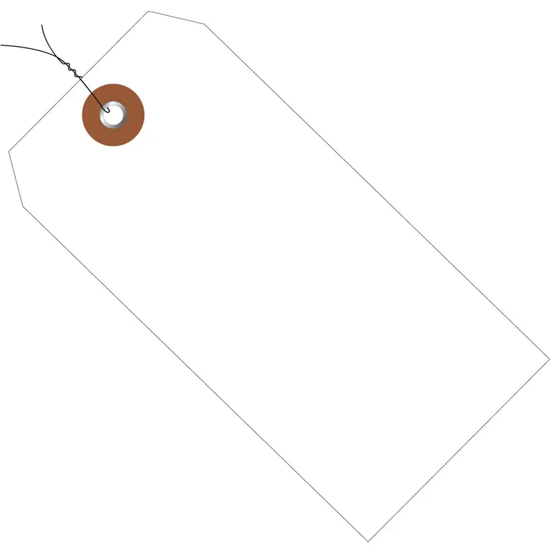 6 1/4 x 3 1/8 White Plastic Shipping Tags - Pre-Wired 100/Case