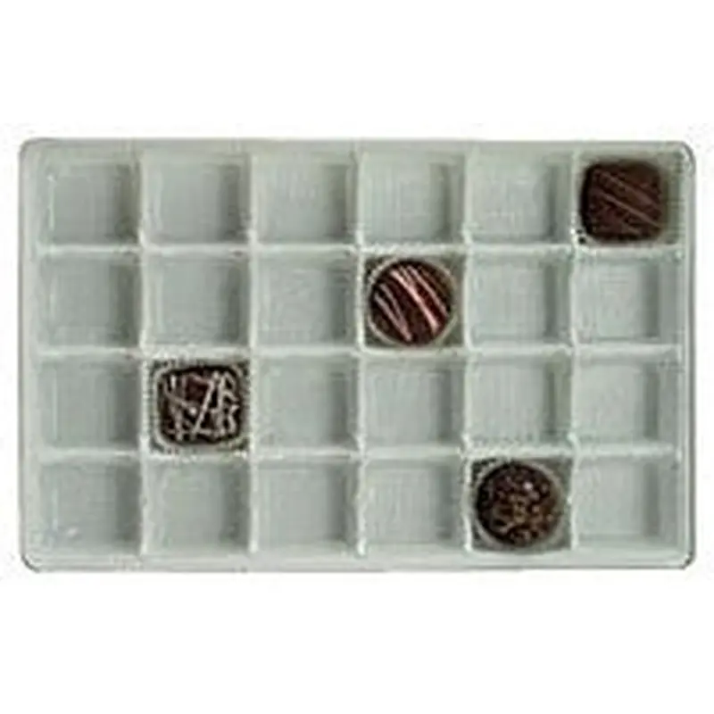 9-3/8 x 6 x 15/16 (1 lb.) Rectangular Candy Tray White 24 Cavities 500/Case