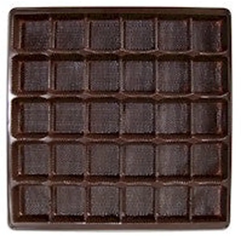 9-3/4 x 9-3/4 x 1-15/16 (24 oz.) Square Candy Tray Brown 30 Cavities 500/Case