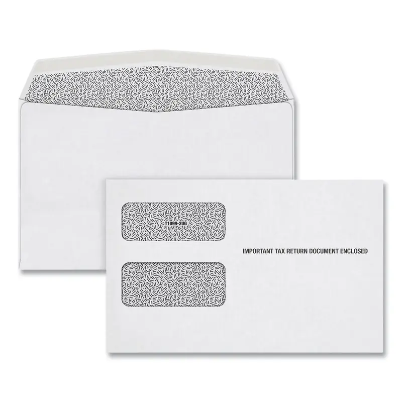 1099 Double Window Envelope, Commercial Flap, Gummed Closure, 5.63 x 9, White, 24/Pack